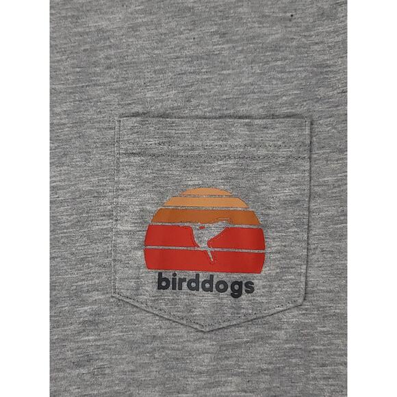 Birddogs Graphic T Shirt Gray Long Sleeve Crew Neck Logo Pocket Men's Size Large - Picture 4 of 7